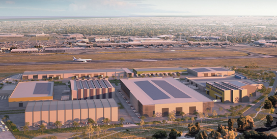 aerial render of development site at Adelaide airport
